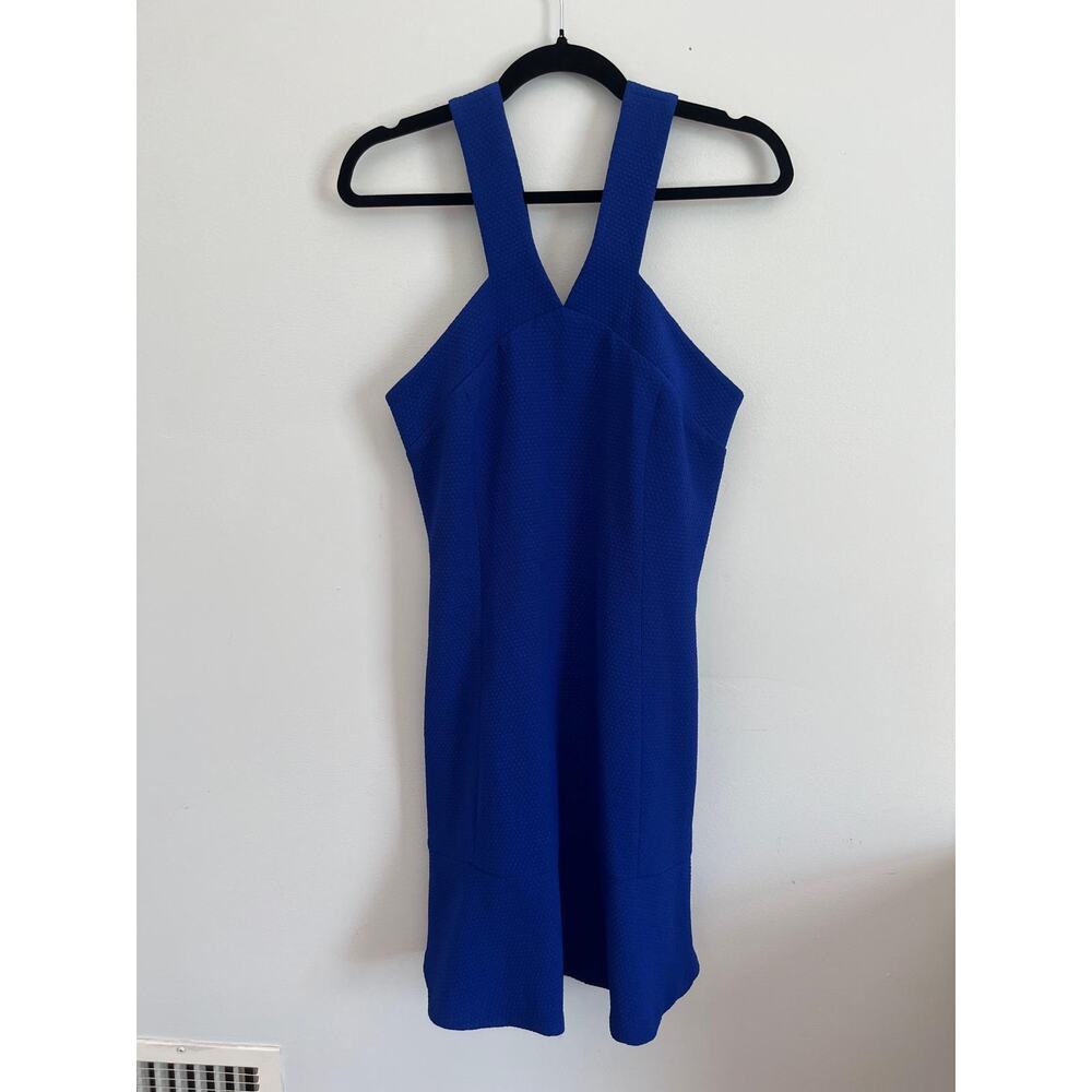 Sandro‎ Blue Halter Mini Dress Women Size 3 Textured Sleeveless Partywear